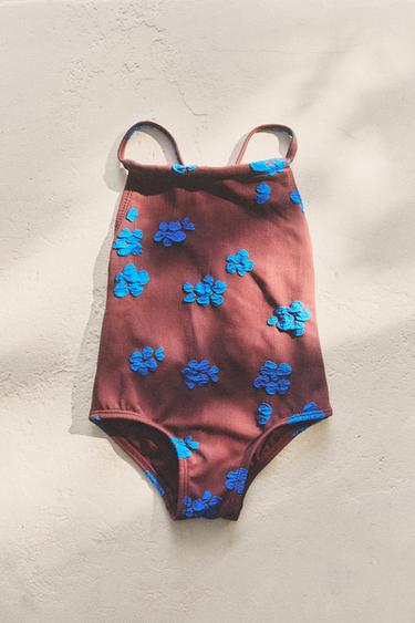 KINDER-BADEANZUG MIT BLUMEN - Weinrot von Zara