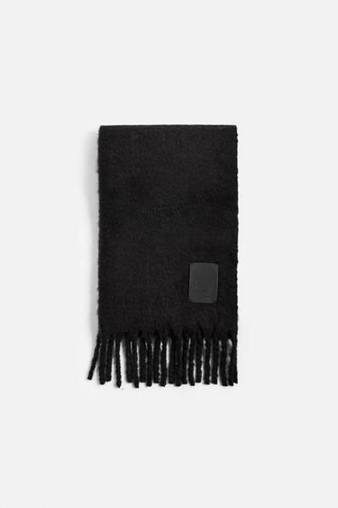 Zara TEXTURED SCARF - Black