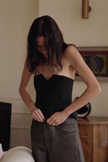 Zara ZW COLLECTION LIMITED EDITION STRAPLESS TOP - Black