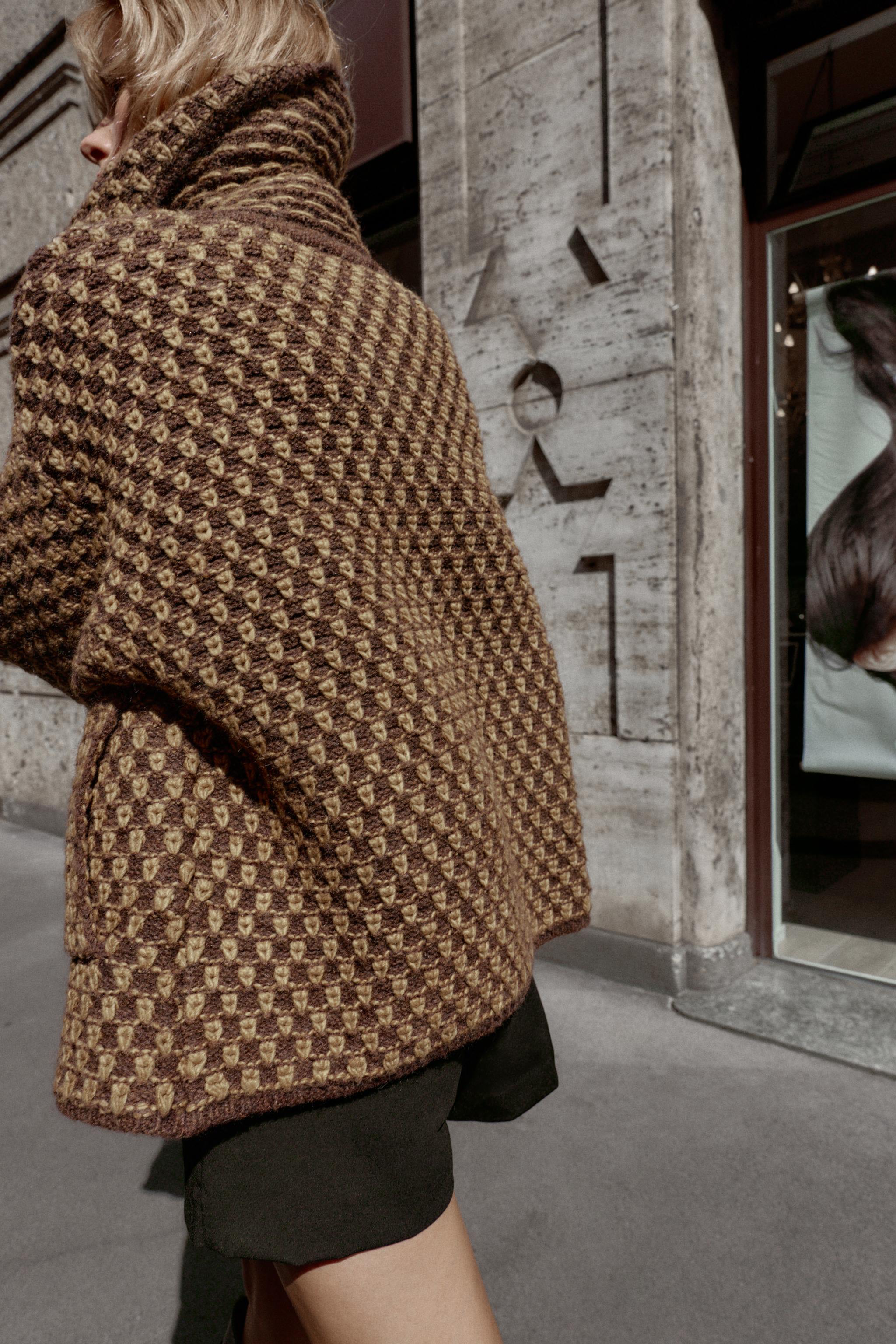 オーバーサイズニットジャケット - ミンクブラウン | ZARA Japan