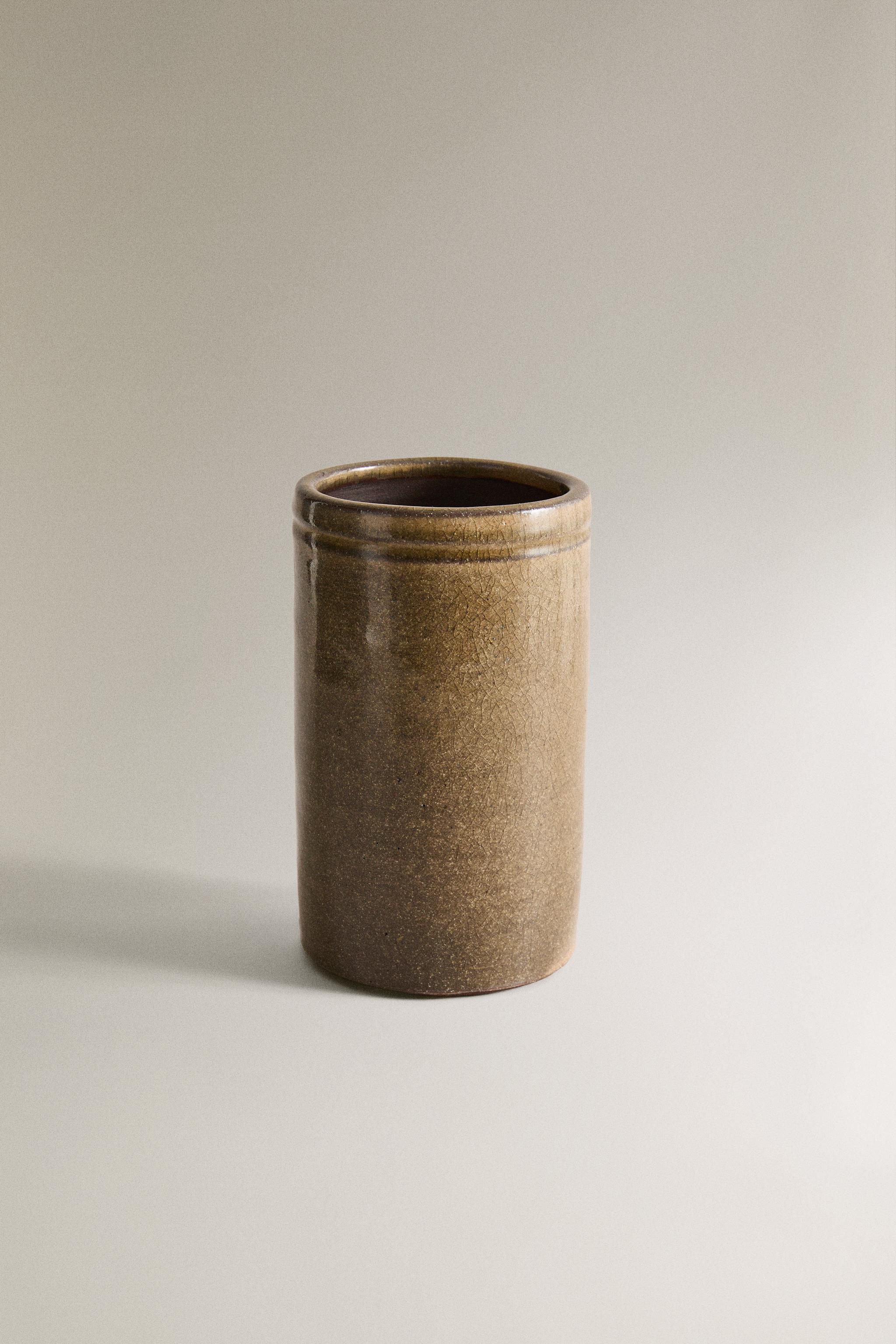 低円筒形花瓶 - ブラウン | ZARA Japan / 日本