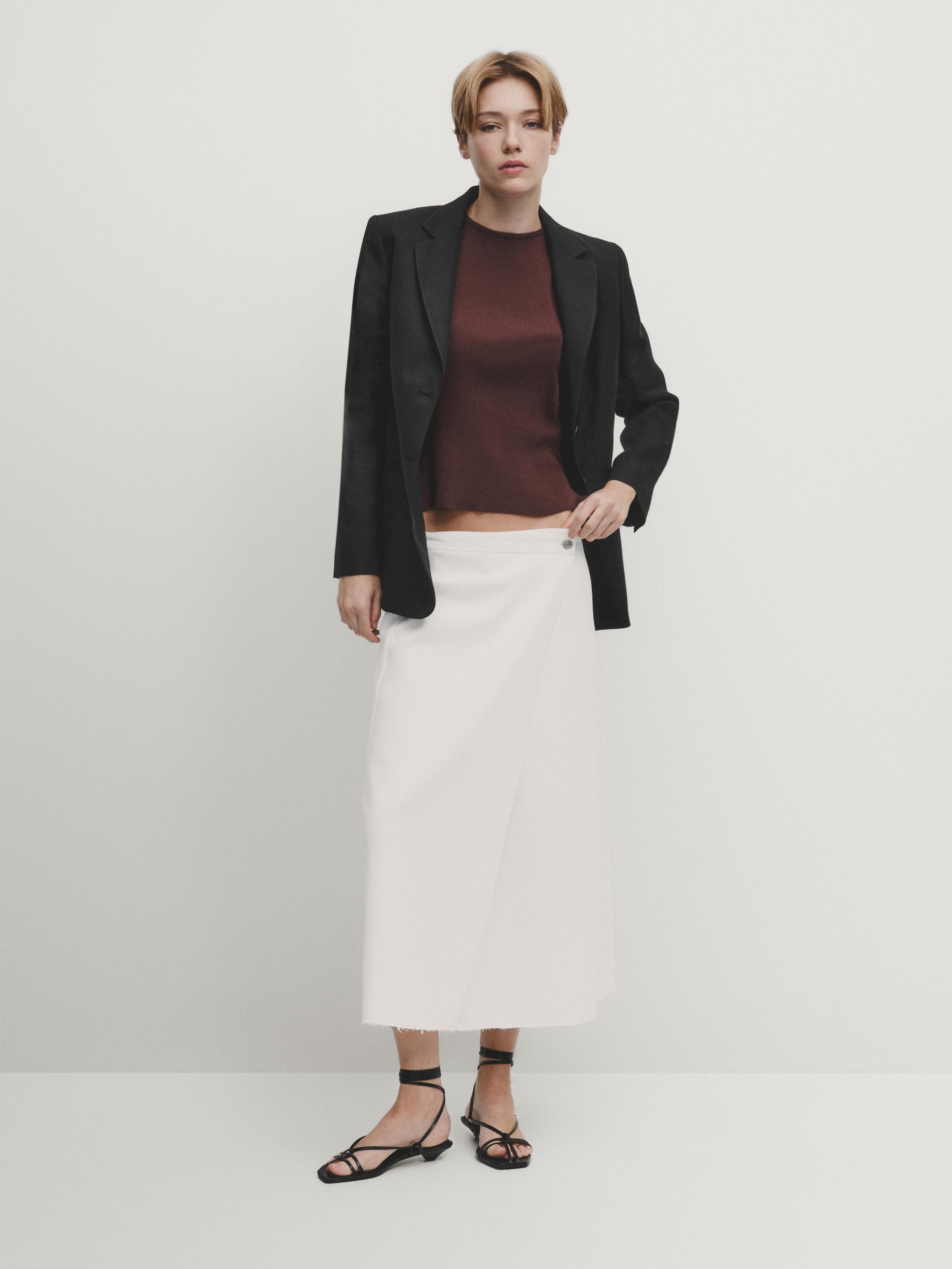 Denim wrap skirt - Oyster-white | ZARA United States