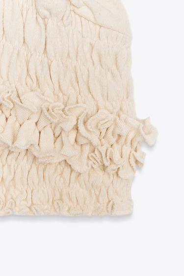 TEXTURED ELASTICATED T-SHIRT X FANGLU LIN - Ecru by Zara - Image 6