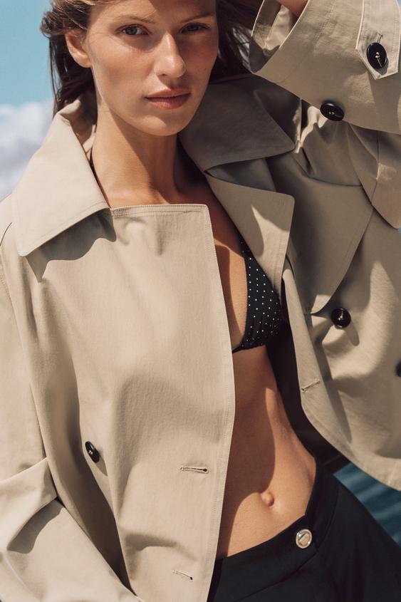 BLOUSON TRENCH COURT AVEC ÉPAULETTES ET CEINTURE - Camel clair de Zara - Image 3
