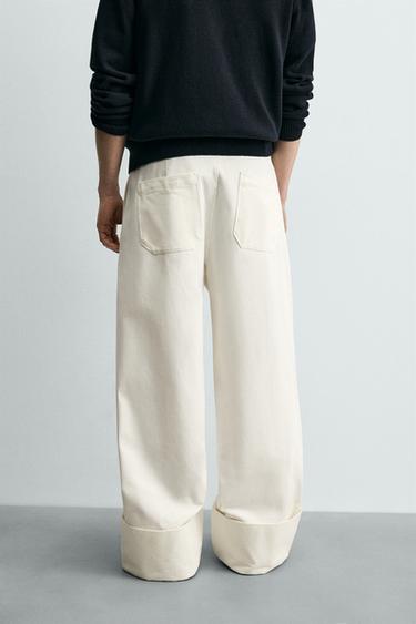 RELAXED FIT LINEN TROUSERS WITH BELT - White by Zara - Image 2