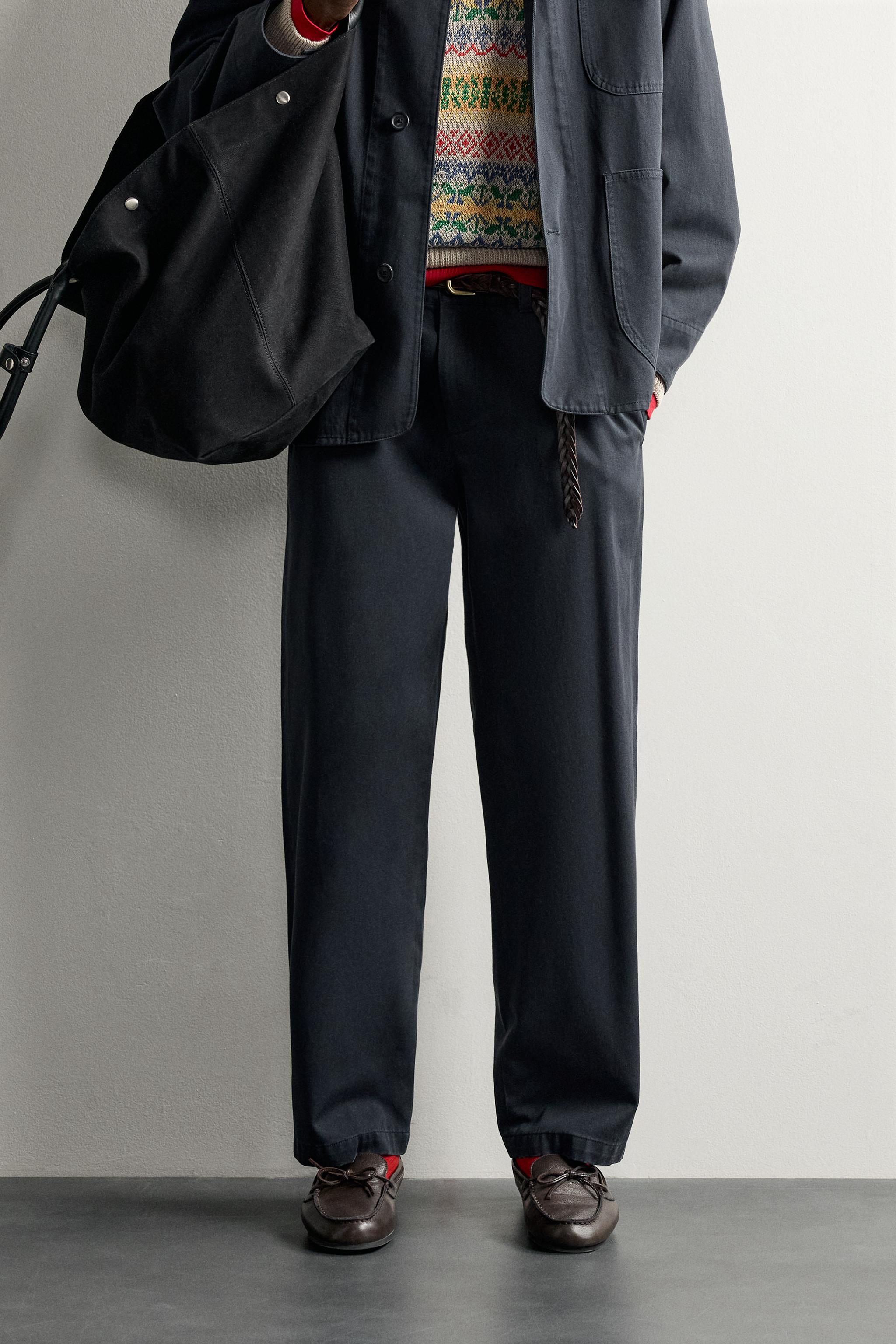 AARON LEVINE X ZARA REGULAR FIT CHINOS — Navy blue