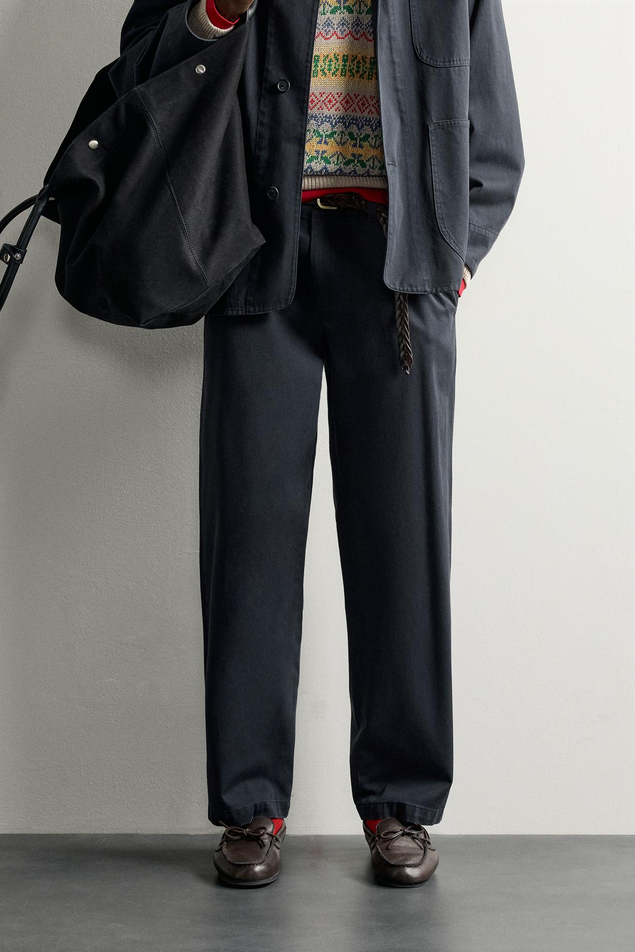 AARON LEVINE X ZARA REGULAR FIT CHINOS — Navy blue
