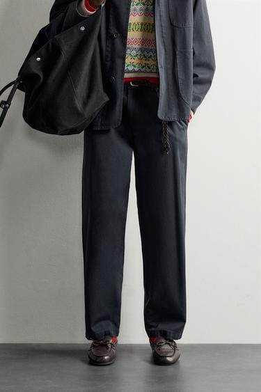 AARON LEVINE X ZARA REGULAR FIT CHINO TROUSERS - Navy blue by Zara