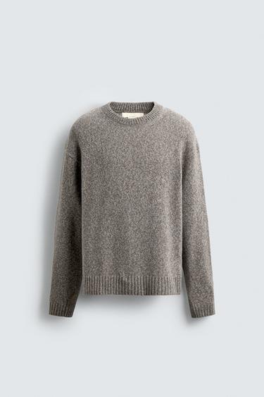 Zara LIMITED EDITION WOOL BLEND JUMPER - Beige marl