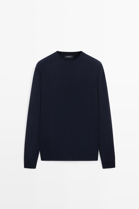 Zara Wool blend round neck knit sweater - Navy blue - Image 0