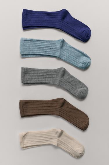 Zara FIVE-PACK OF LONG RIBBED SOCKS - Electric blue