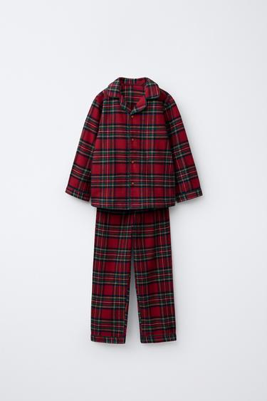Zara 3-6 YEARS/ PLAID FLANNEL PAJAMAS - Red
