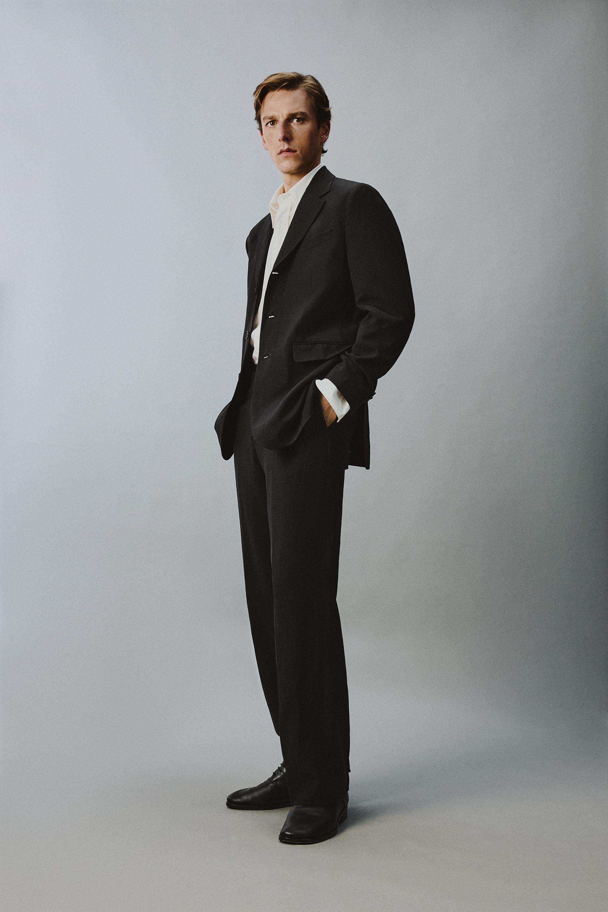 RELAXED FIT VISCOSE - LINEN SUIT JACKET