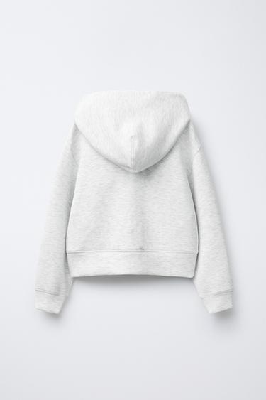 HOODIE WITH CONTRAST PIPING - Grey marl by Zara - Image 1