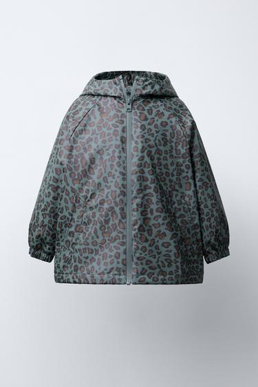 RUBBERISED ANIMAL PRINT WATER-RESISTANT RAINCOAT - Petrol blue by Zara