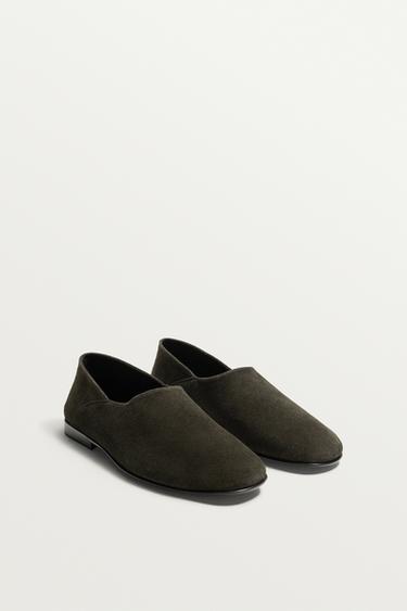 LEATHER LOAFERS - Asphalt Grey by Zara