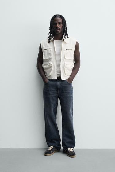 וסט RELAXED FIT עם כיסים - אוף ווייט של Zara - תמונה 0