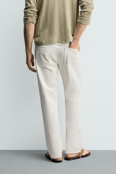 IRREGULAR HEM STRAIGHT-LEG JEANS - White by Zara - Image 2