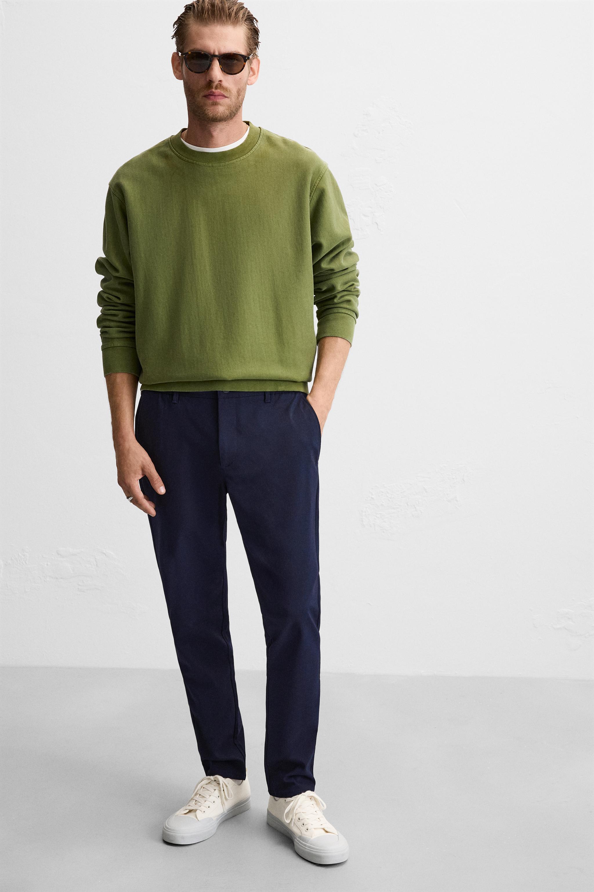 PANTALONI SLIM FIT COMFORT Blu Marino ZARA Italia Italy