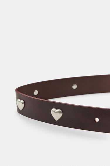 CEINTURE EN CUIR 100% CLOUS CŒUR - Marron de Zara - Image 2