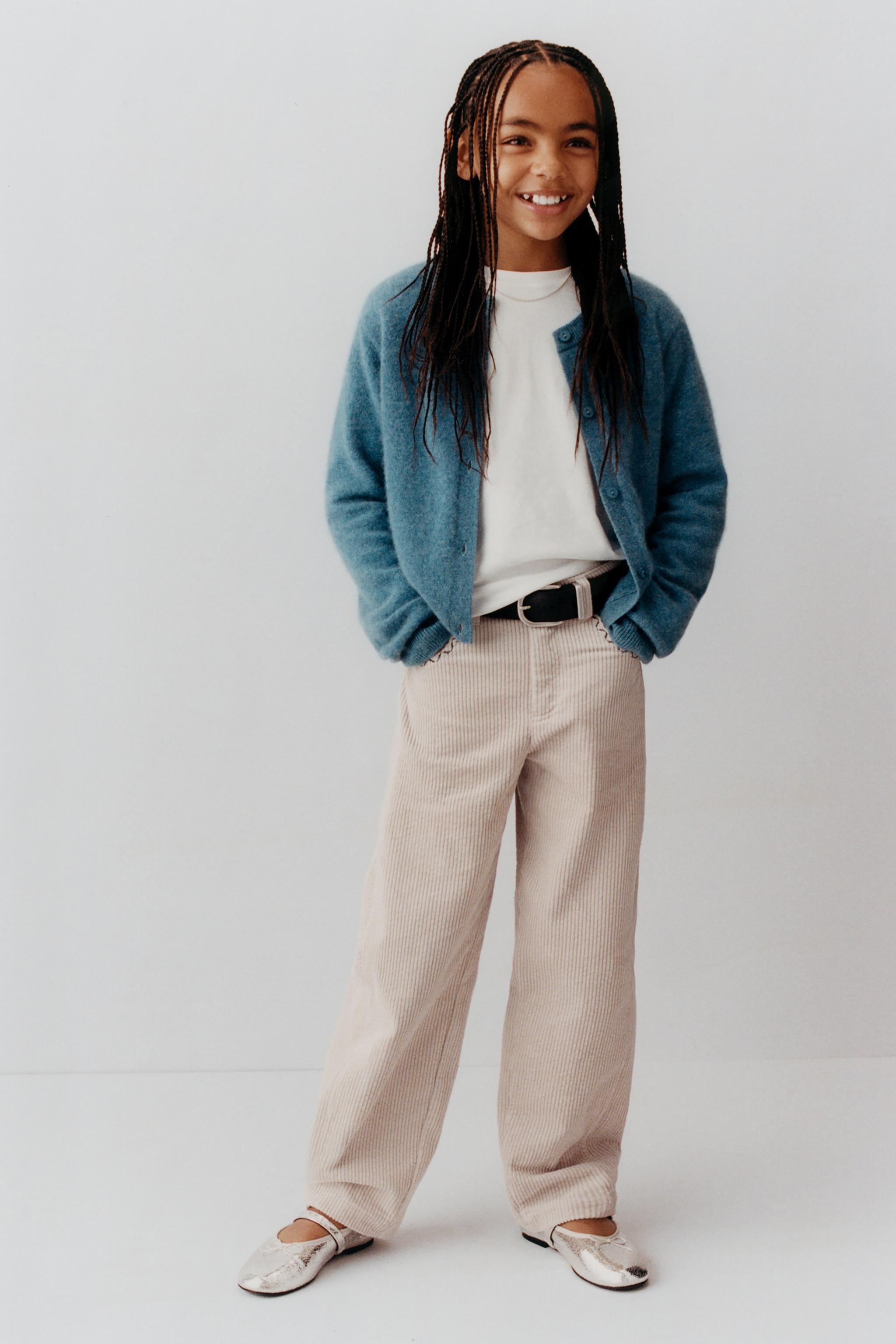 EMBROIDERED DETAIL CORDUROY BARREL PANTS