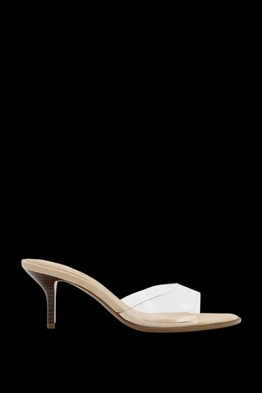 Zara HIGH HEELED VINYL SANDALS - Light beige - Image 0