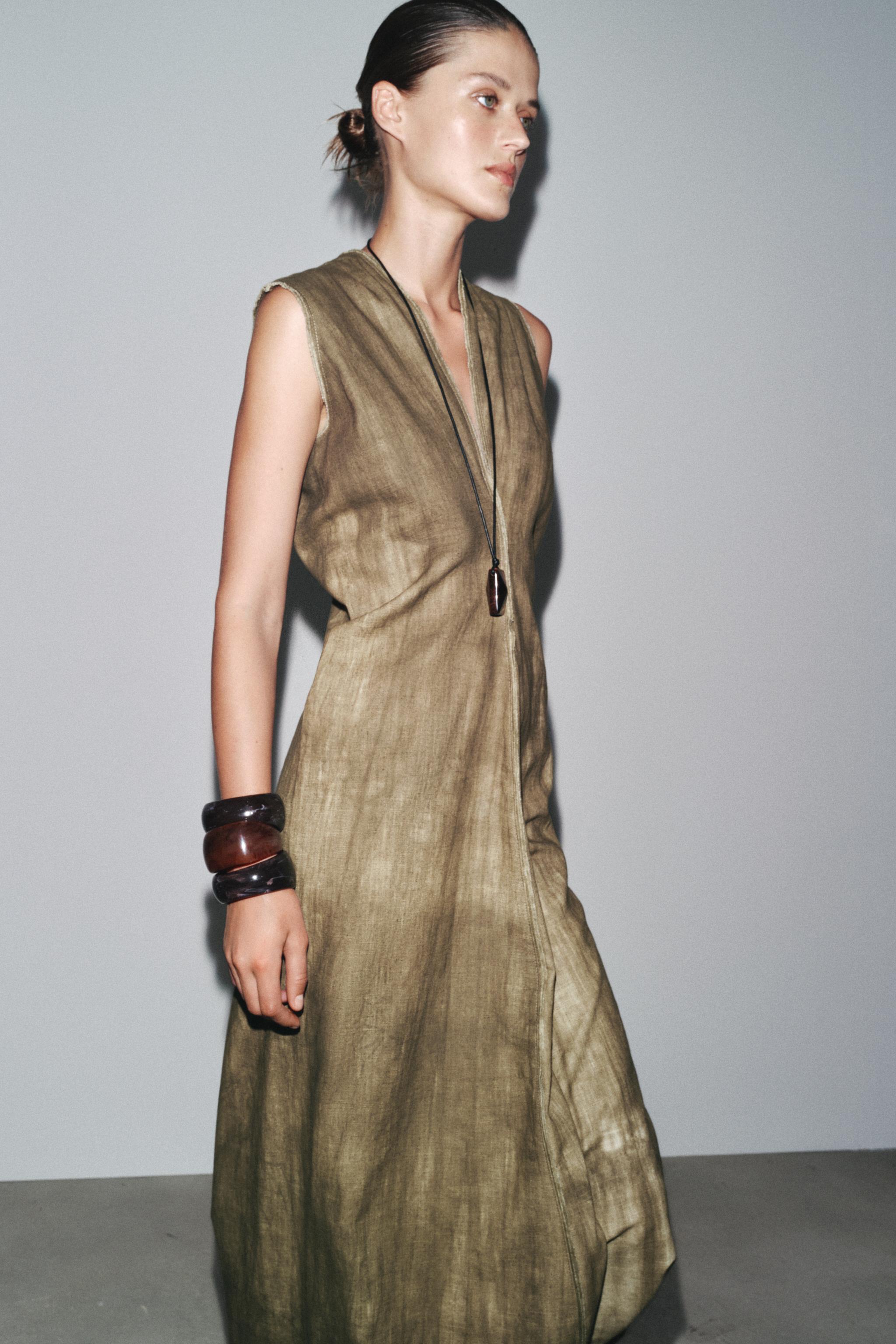 ZARA タイダイ ラミー混紡 ZW COLLECTION ワンピース 8491/056 タイダイ ラミー混紡 ZW COLLECTION ワンピース - マルチカラ