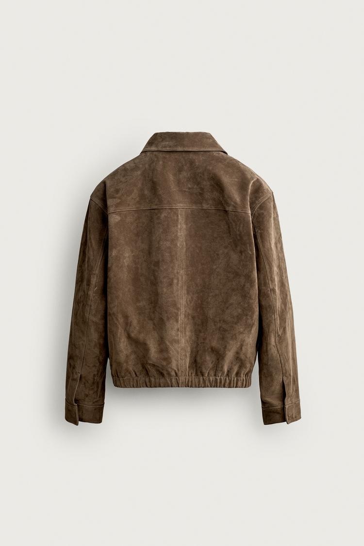 Chaqueta de piel de ante de corte regular 8