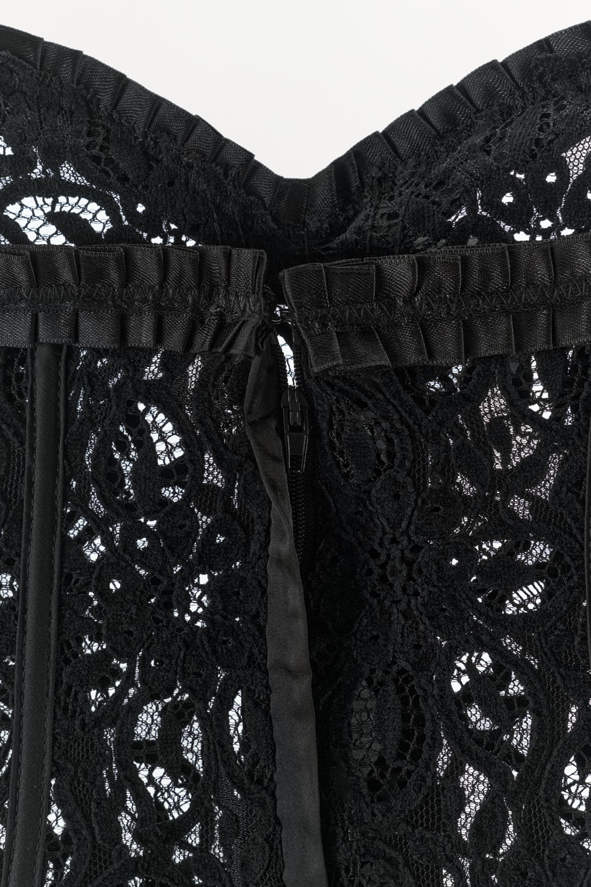 FLOCKED LACE COMBINED CORSET