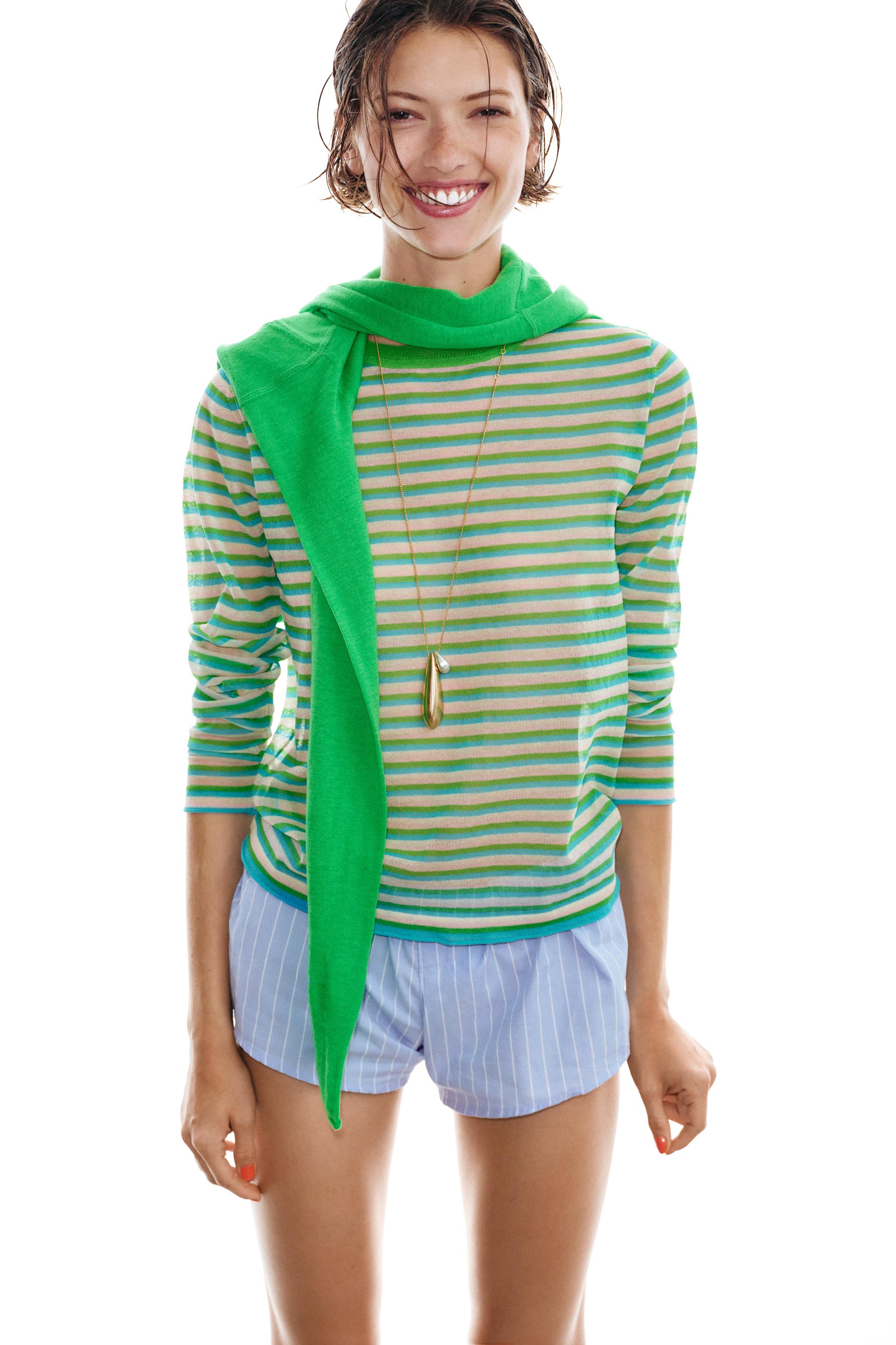 FINE KNIT STRIPED JUMPER — striped