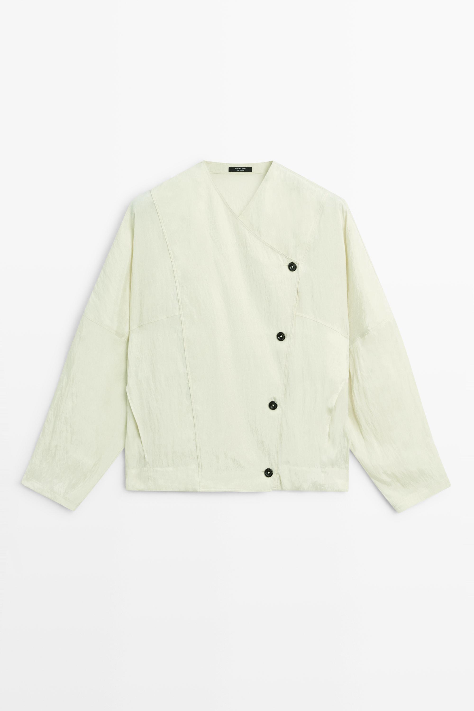 Fluid wrap shirt with button detail