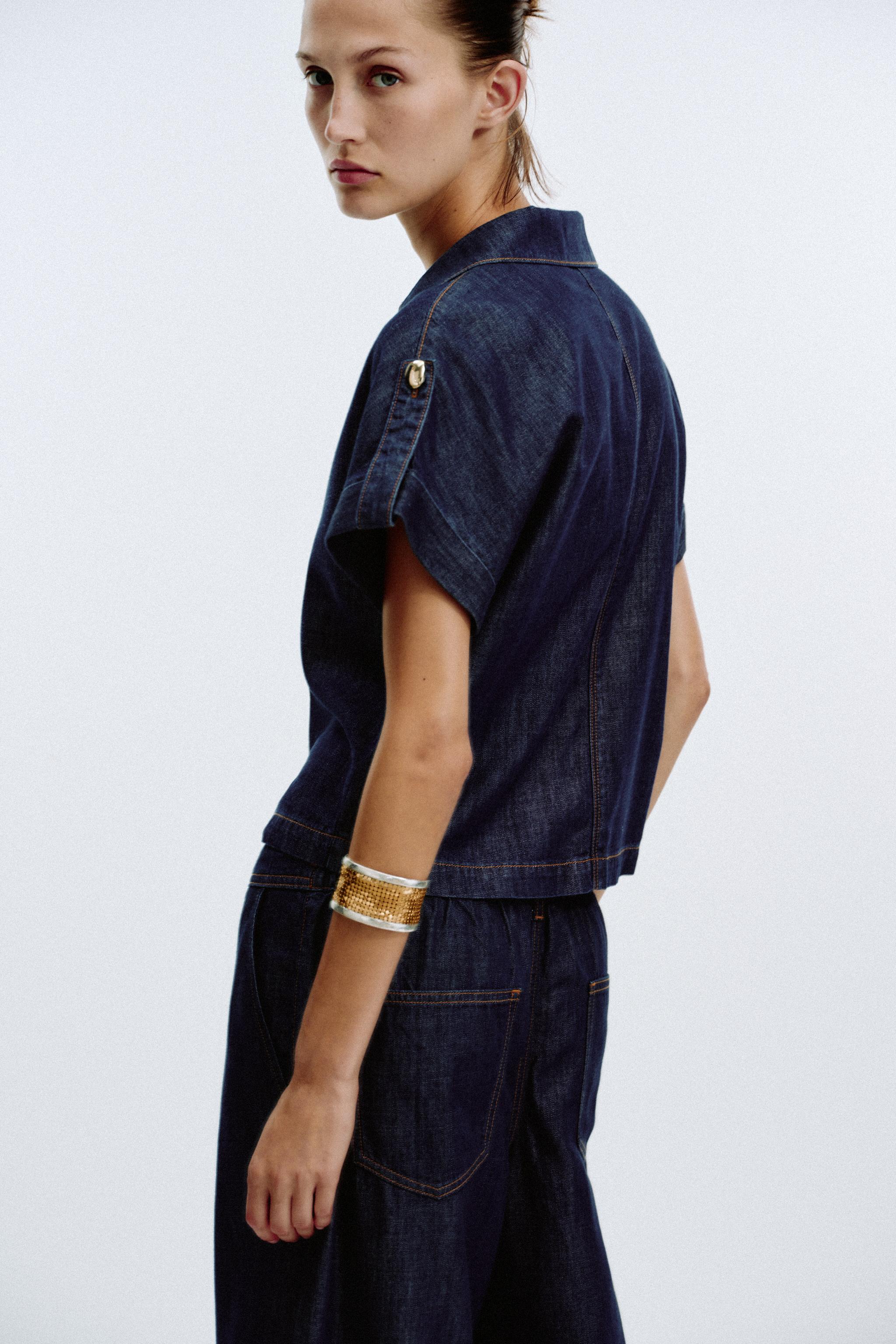 Z1975 SHORT SLEEVE DENIM SHIRT - Blue | ZARA Turkey