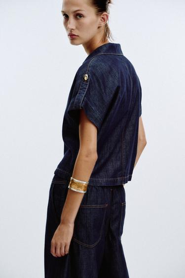 CHEMISE Z1975 EN JEAN À MANCHES COURTES - Bleu de Zara - Image 4