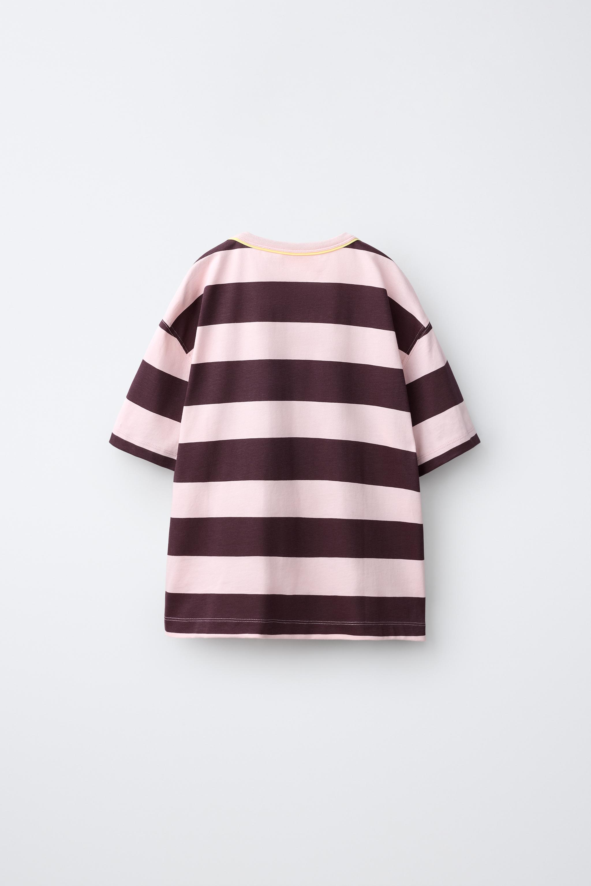 STRIPED TEXT PRINT T-SHIRT