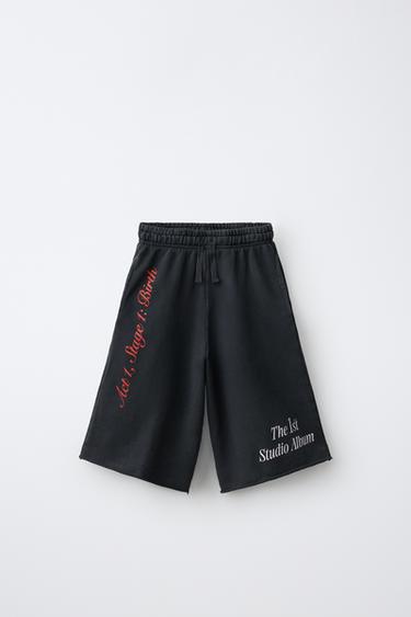 Zara JENNIE RUBY® 印花絨布短褲 - 煤灰色 - 圖片 0