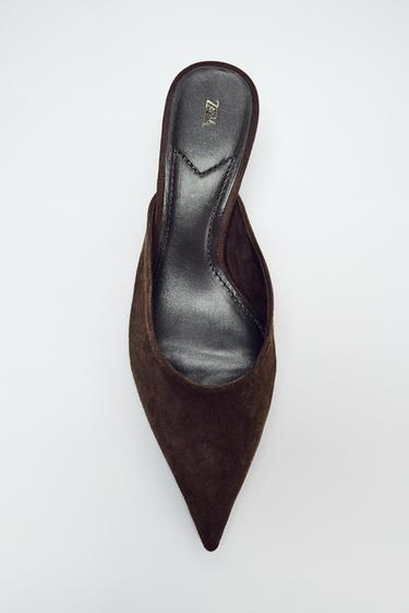 МЮЛИ ИЗ ЗАМШИ — КОРИЧНЕВЫЙ от Zara