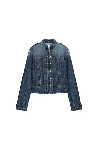 TRF DENIM JACKET WITH BUTTONS - Navy blue by Zara