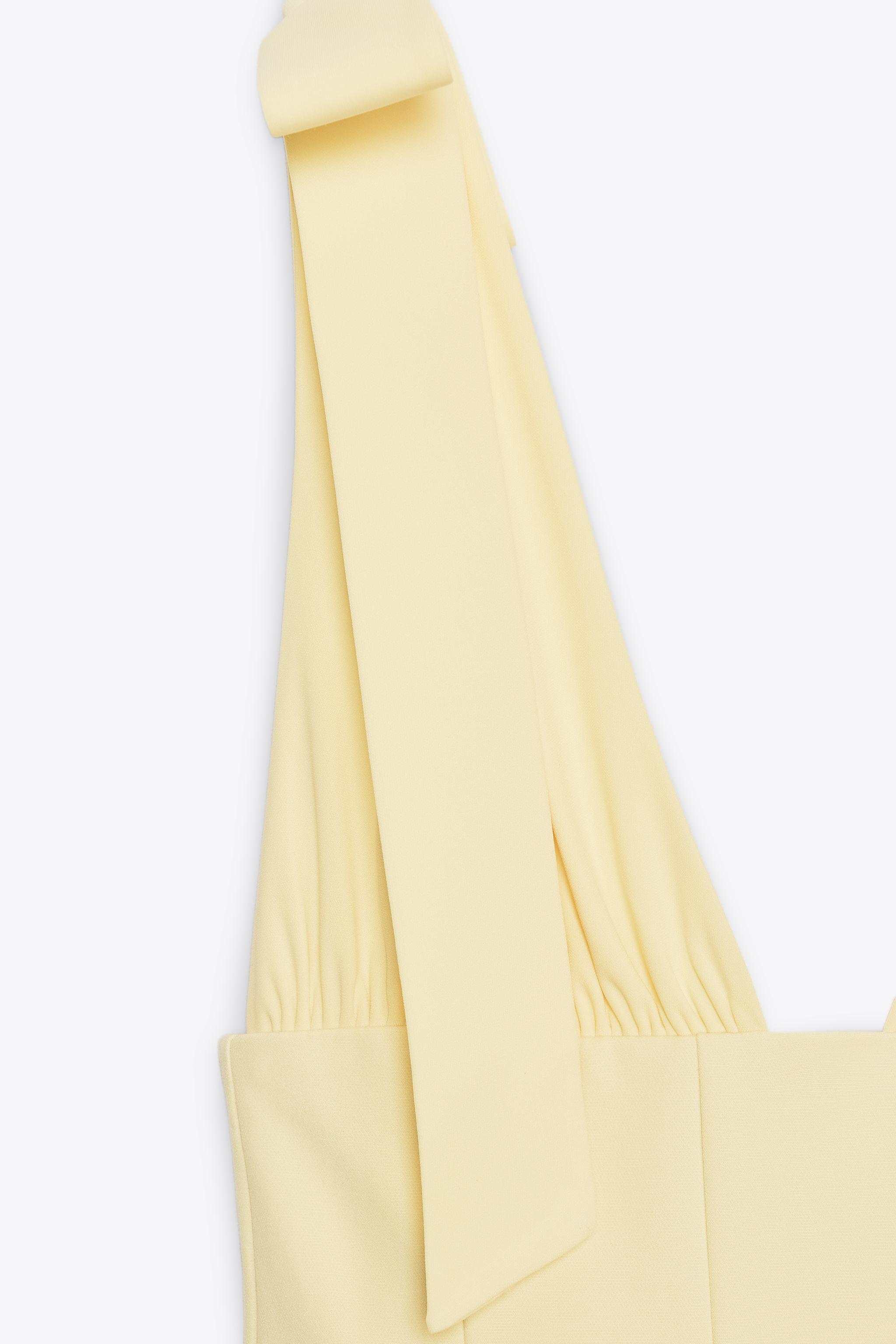 リボン付きコンビショートワンピース - イエロー | ZARA Japan