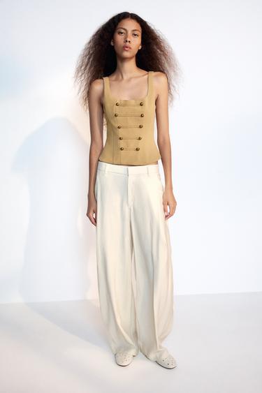TOP CORSETERO BOTONES - Beige de Zara - Imagen 0