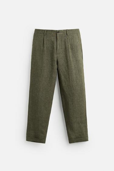 PANTALON DE COSTUME 100 % LIN - Kaki foncé de Zara - Image 5