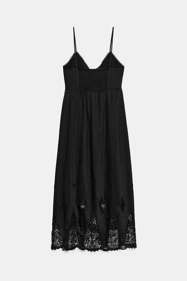 ROBE MIDI BRODÉE - Noir de Zara - Image 5
