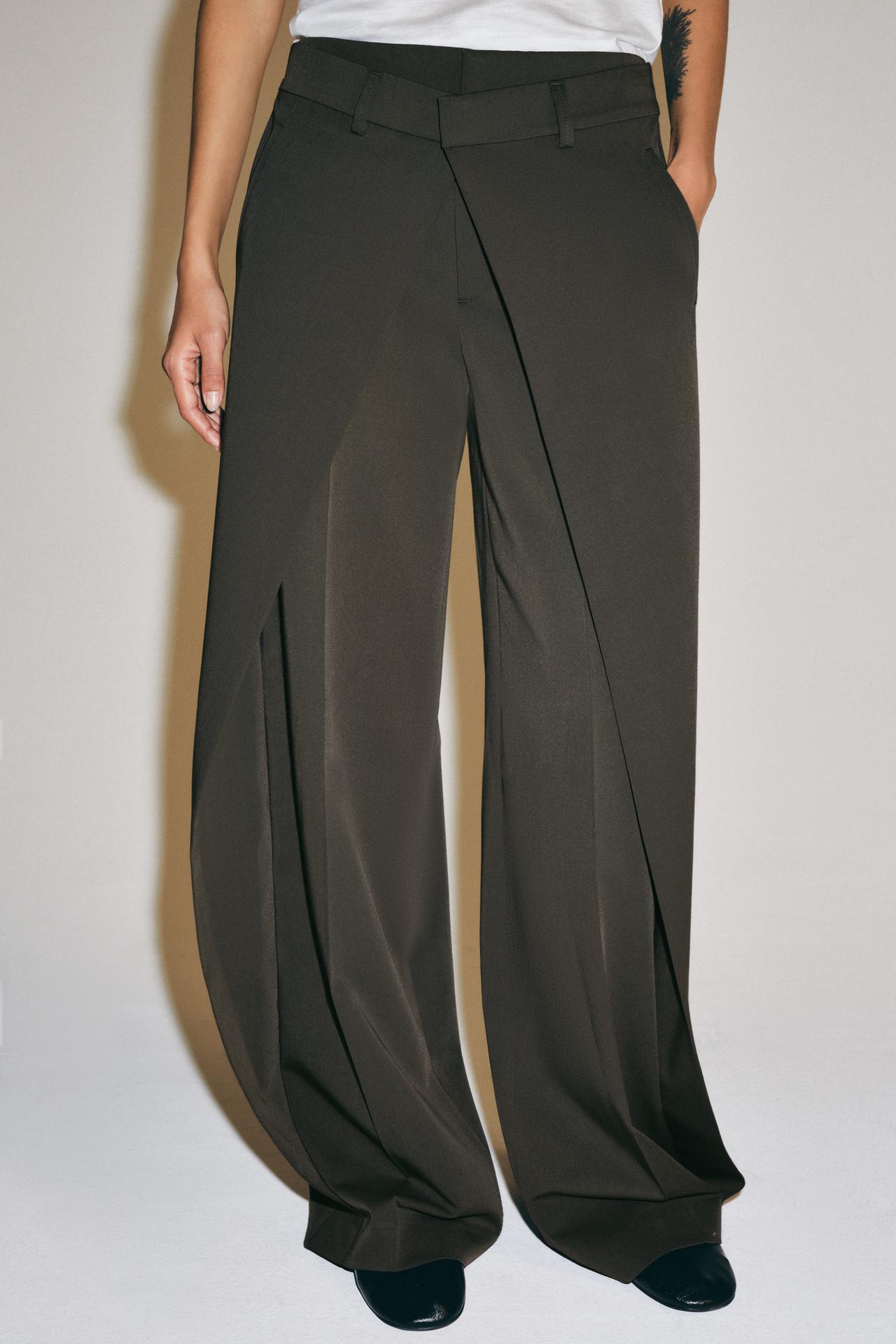 FRONT PLEAT PANTS ZW COLLECTION — Gray green