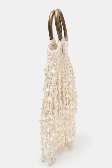 BEADED BUCKET BAG - Light beige by Zara