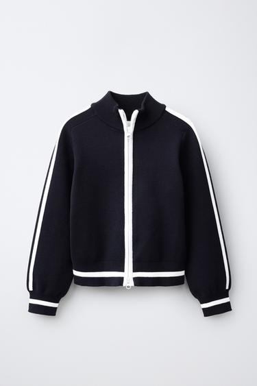 CONTRAST PIPING CARDIGAN — Dark navy 1