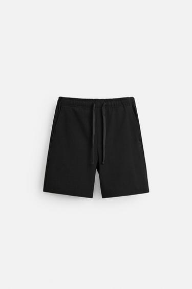 TEXTURED COMFORT BERMUDA SHORTS - Black by Zara