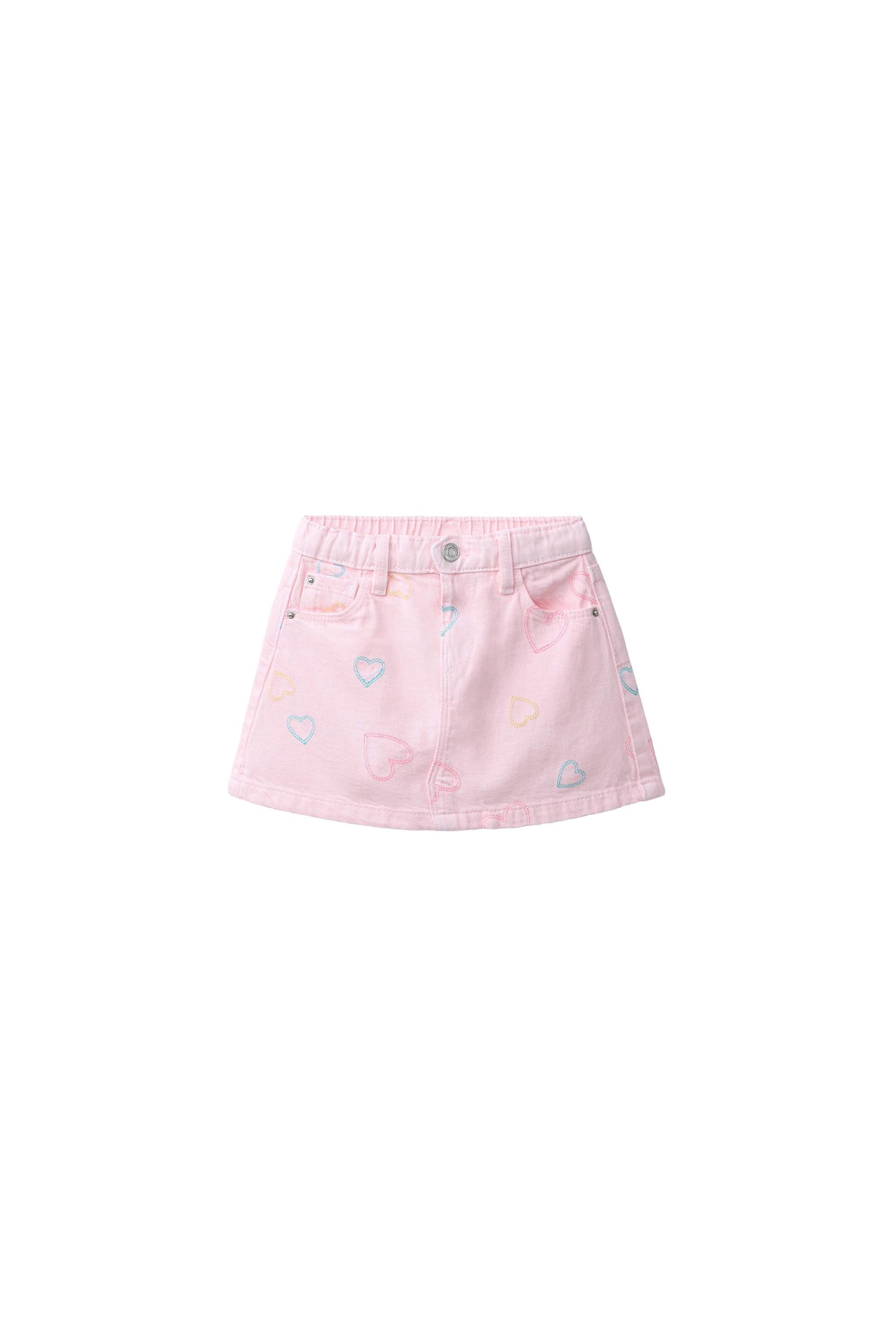 EMBROIDERED HEART TWILL SKIRT - Pink | ZARA United States