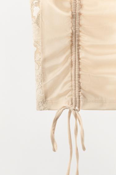CORSETRY-INSPIRED TOP WITH LACE - Ecru by Zara - Image 7