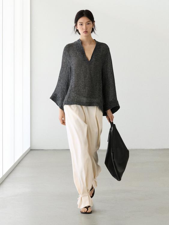 Melange linen blouse from Zara - $180