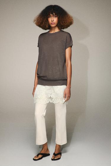 VESTIDO COMBINADO PUNTO - Marrón / Topo de Zara