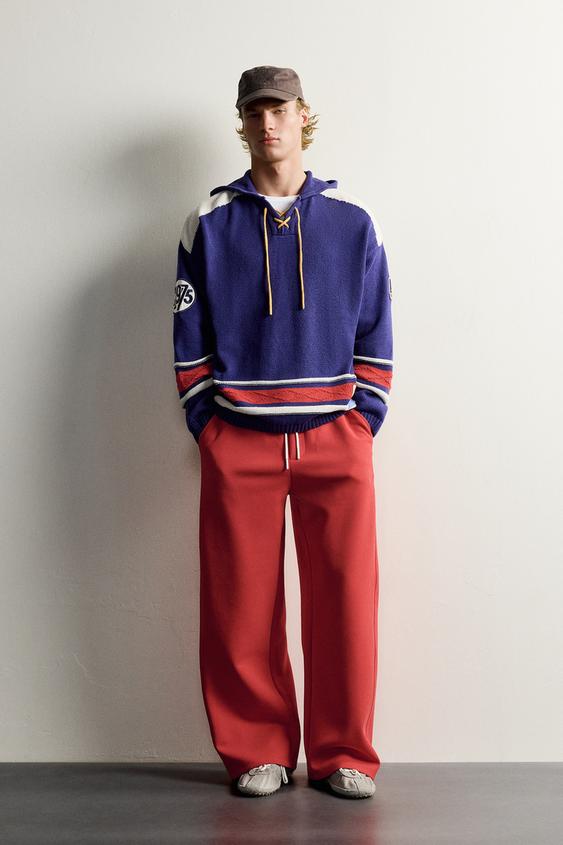 Relaxed Fit Jacquard Hockey Knit Hoodie - Ink blue de Zara - Imagen 0
